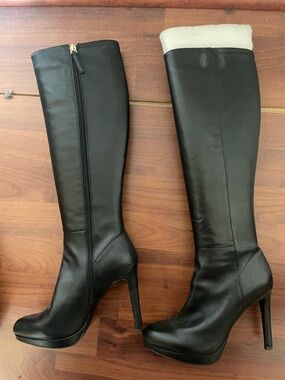 Nine West Black Knee-High Platform Stiletto Boots
